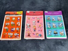 Lot Of 3 Peanuts Halloween Valentines Easter Stickers Ambassador Sealed Vintage