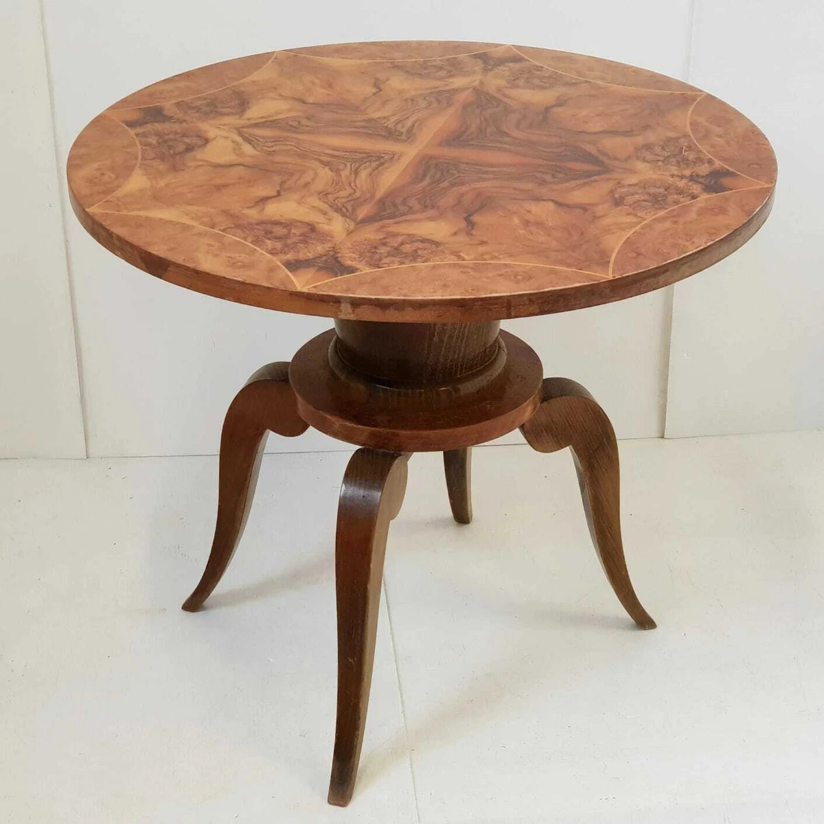 Side Table Pedestal Table Vintage 1940 1950 Walnut Polish