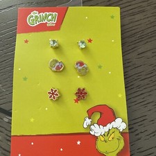 NEW Dr. Seuss The grinch 3 Pair Adorable Christmas Earrings
