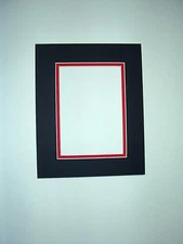 Picture Framing Double Mat  18x24 for 13x18 photo black with red liner