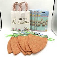 New Easter Bags Lot Of 34 12 Happy Easter 16 Fabric Bunny 6 Fabric Carrot Bags