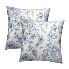 Chinoiserie Floral Throw Pillow Covers 18" x 18" Pack of 2 Chinoiserie Birds