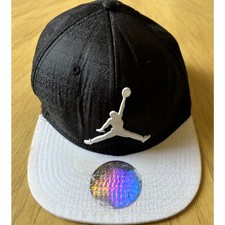 Nike Air Jordan HAT White Brim Jumpman Black Snapback Cap Small Youth 1990s Y2K