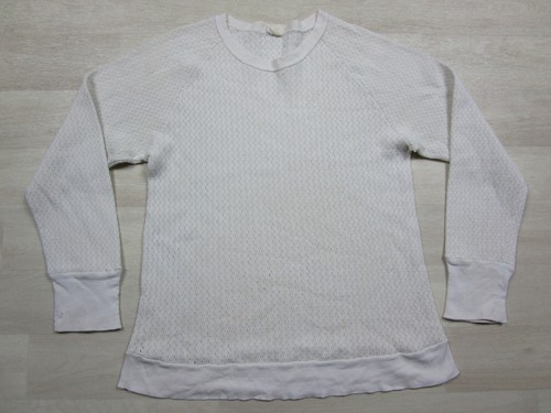 Vintage Sears Mens Store Thermal Shirt (L) Cream Poly Orlon Base Layer 70s
