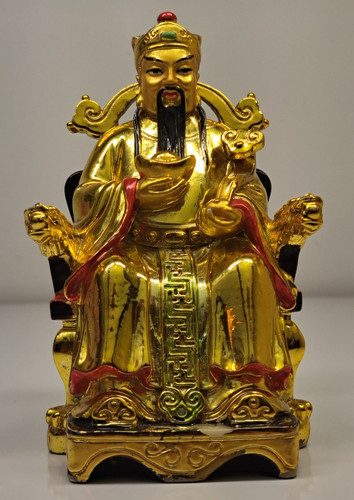 Cai Shen Feng Shui Golden Guan Yu Statue - Emperor Loyalty Honor Chinese