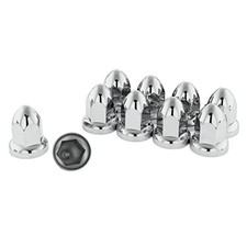 33 mm Chrome Lug Nut Covers with Flange - Push on Fitting for Semi Truck - 10