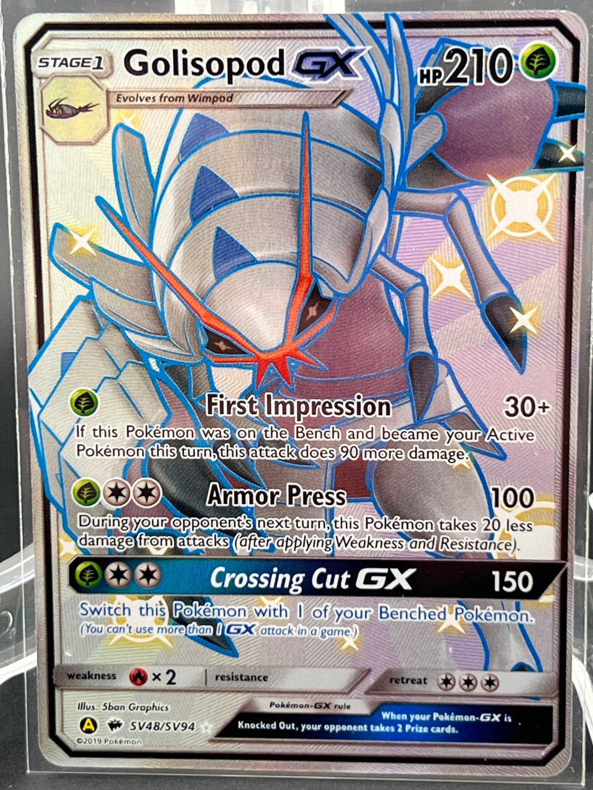 2019 Pokemon Golisopod GX SV48/SV94 Hidden Fates Shiny Vault Full Art TCG NM