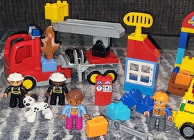 Lego Duplo Complete 10590 Town Airport Set & 10592 Complete Fire Truck Set