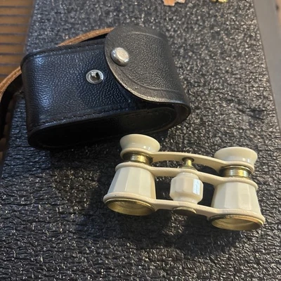 Vintage USSR Made Opera Glasses Real Leather Case - Image 1 of 4