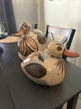 Tonala Mexican Folk Art Ceramic Ducks 20th Century Hand painted 