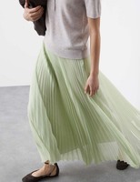 Marks & Spencer Womens Green Maxi Pleated Skirt - M&S