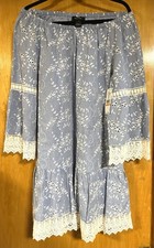 Karen Kane Women’s S Blue Embroidered Eyelet & Lace Trim Dress NEW $138 TAGS