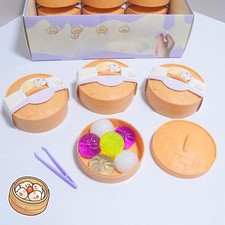 6Pcs Mini Dumplings With Steamer Bun Squeezable Toys Set Soft Stress Relief Toy
