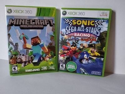 xbox 360 games lot 2, Sonic,- Sega All Stars Racing-Banjo-Kazooie, Minecraft 