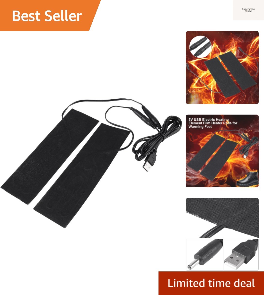 , 1 Pair 5v Usb Electric Heating Element Film Heater Pads Fo