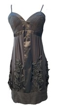 Vintage Y2K Sue Wong Silk Cocktail Dress Nocturne embellishments pleated 14 I