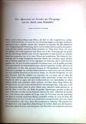 Der Alpenraum im Zeitalter des Übergangs von der Antike zum Mittelalter Egger, R