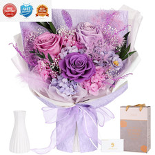 Preserved Bouquet of Flowers - 5 Roses  for Delivery, Real White...