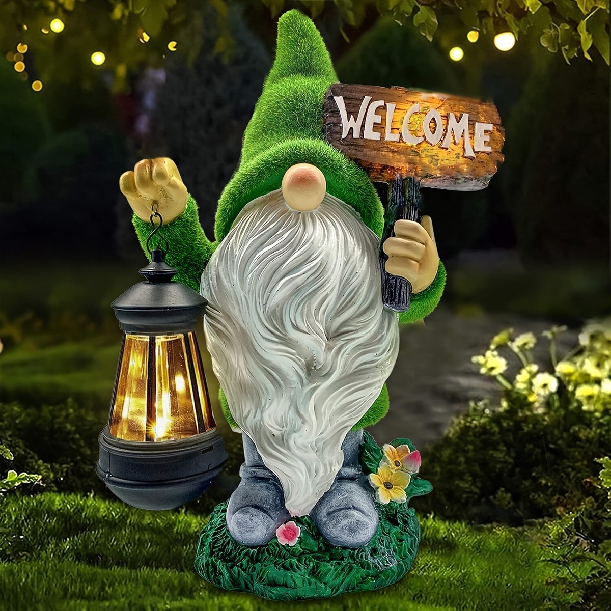 Binqiuu Garden Gnome Statue,Solar Garden Gnomes Outdoor
