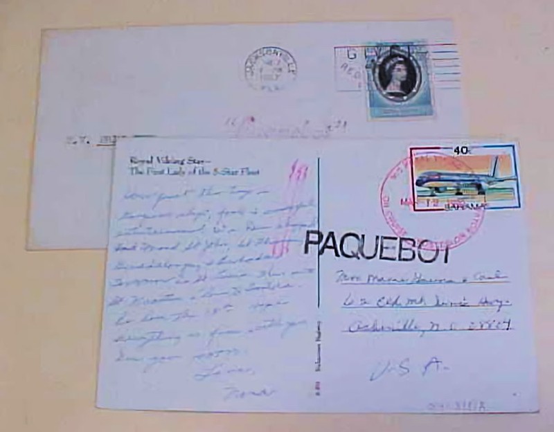 BAHAMAS  USED in USA JACKSONVILLE FLORIDA 1957 #1949C & #235 in 1990