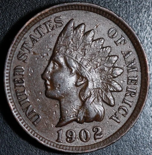 1902 INDIAN HEAD CENT - With LIBERTY & Near 4 DIAMONDS - Near AU UNC