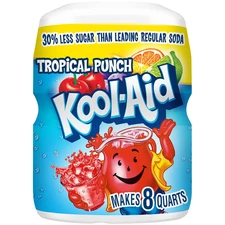 Kool-Aid Sugar Sweetened Tropical Punch Powdered Drink Mix, 19 Oz. Canister