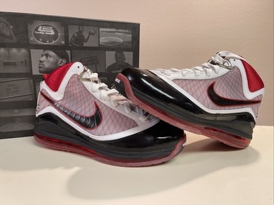 2009 OG Nike Air Max Lebron VII 7 White Black Varsity Red 375664-102 Size 10