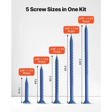 Concrete Screws 316 inch 100 PCS 5 Different Lengths Phillips Head