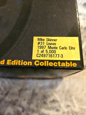 Sealed NASCAR Action Elite 1997 #31 Mike Skinner Lowe s 1/24 Diecast 1 OF 5000
