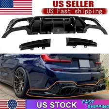 Rear Diffuser Bumper Splitter Gloss Black For 2019-2022 BMW 3 Series G20 M Sport