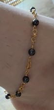 ANKLET ROUND HEMATITE MAGNETIC STONES GOLDTONE CHAIN Sz 10-12" ARTHRITIS THERAPY