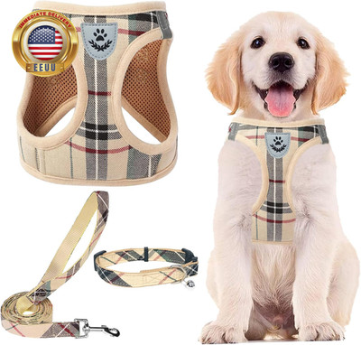 Adjustable Dog Harness Collar and Leash Set Step in No Pull Pet Harness for Smal