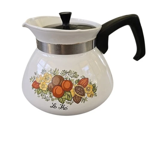 Vintage Corning Ware 6 Cup Coffee / Tea Pot P-104-8 Spice of Life with Lid