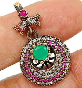 Ottoman 2CT Heat Treated Green Tourmaline 925 Sterling Silver Pendant TT2-9