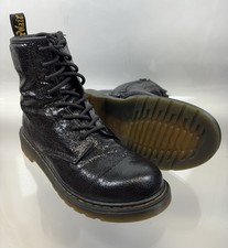 Dr Martens Boots Youth Girls 7 Boys 6 Soft Shimmer Crackle Leather Black 1460Y