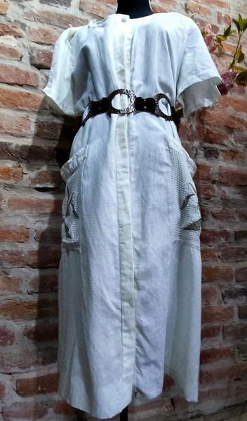 Women American Vintage Dress White Linen 38 / M /