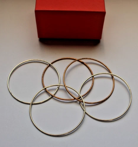James Avery Retired Bronze & Silver Cascading Circles Bangles Set