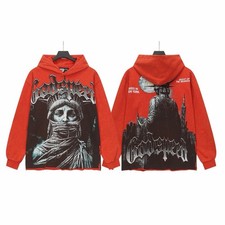 Godspeed Statue of Liberty Hoodie Red Washed Streetwear Unisex S/M/L/XL