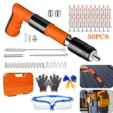 Powerful Concrete Nail Gun Air Nailer Nail Wall Fastening Tool+50PCS Round Nails