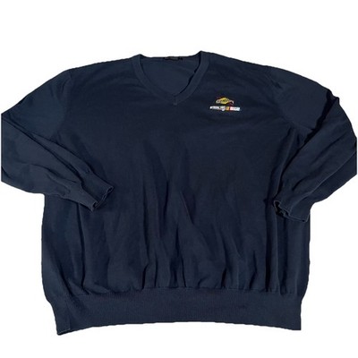 Vintage Sunoco NASCAR Knit Sweater Men s 3XL Blue V Neck