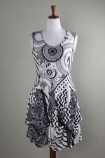 TANGO MANGO Smooth Stretch Paisley Print Pin Tuck Tank Dress Size Large