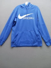 Nike Men's Athletic Hoodie L Blue Solid Baseball Kangaroo Pocket 5776