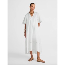 Madewell Poplin Splitneck Midi Shirtdress Cotton White Pockets Relaxed XS NWT