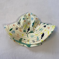 Hanna Andersson Sunblock Swim Hat Reversible Size Medium Teal Tropical EUC