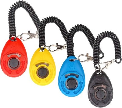 Clicker Set 4 Stück mit Handschlaufe für Hunde Training Erziehung