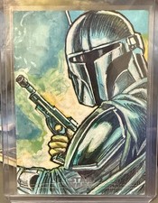 Marketplace image: 2026 Topps Chrome Star Wars Galaxy - Mandalorian 1/1 Sketch by Alejandro Diaz JR
