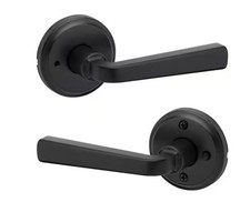 2 pack Kwikset Trafford Matte Black Round Straight Bed/Bath Door Handle