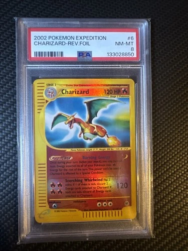 PSA 8 2002 Pokemon Expedition 6/165 Charizard-Reverse Foil