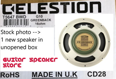 Celestion G10 GREENBACK 16 Ohm 10 inch UK-made 30W Guitar speaker (NIB)