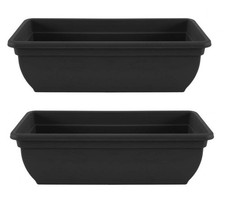 2 Black Trough Plant Pot Plastic Winchester Bel Garden Flower Patio Planter 60cm